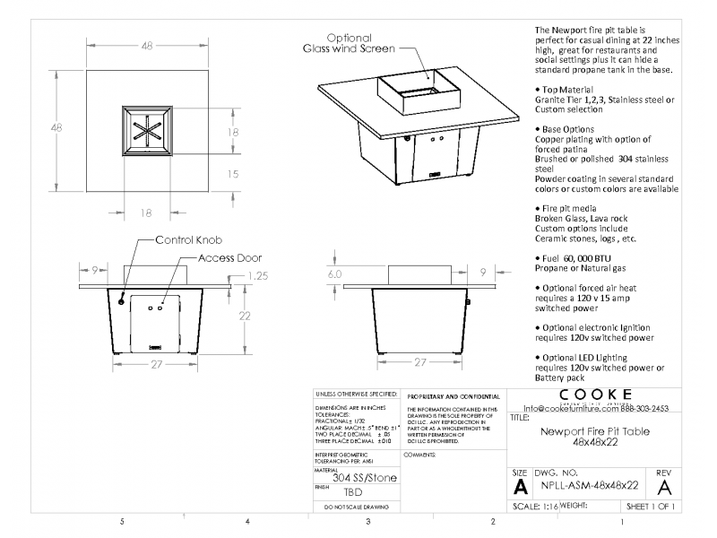 Newport 48x48x22 Specifications