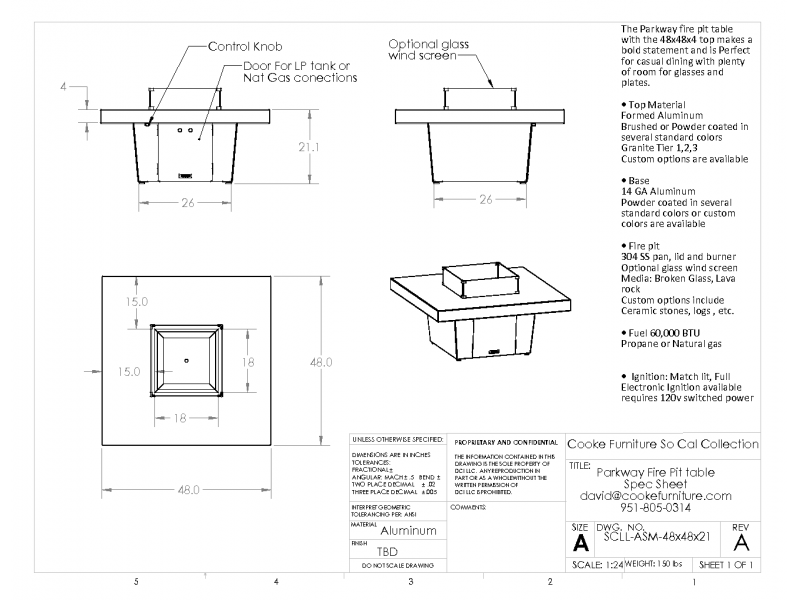 Parkway 48x48x21 Specification