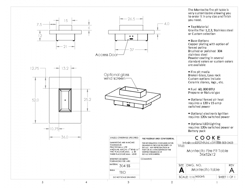 Montecito 36x52x12 Product Specifications