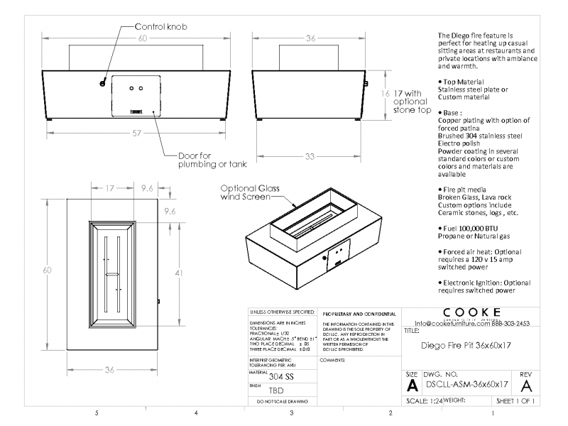 Diego 60x36x17 Product Specifications