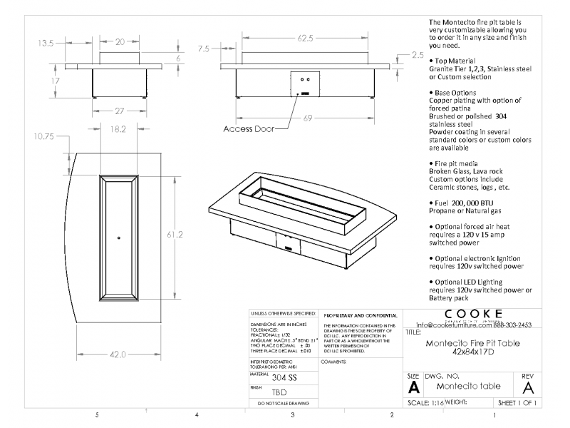 Montecito 42x84x17 Product Specifications