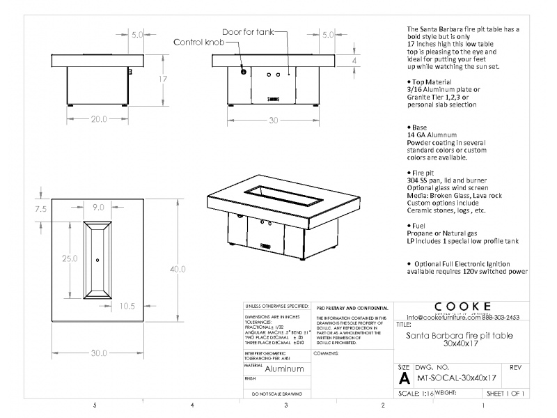 Santa Barbara 40x30x17 Product Specification