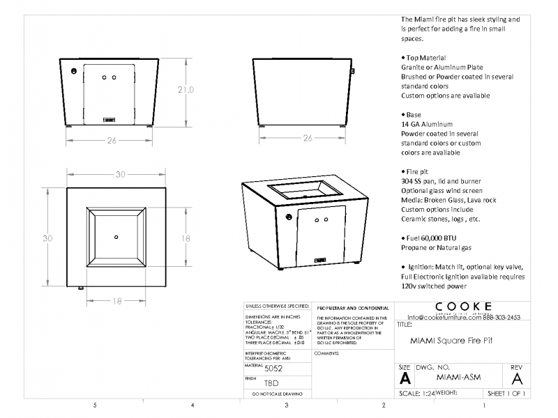 Miami 30x30x21 Specification