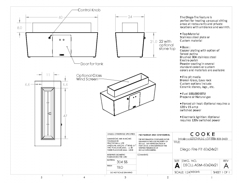 Diego 60x24x21 Product Specifications