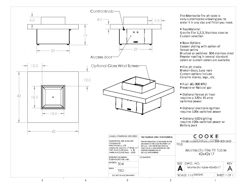 Montecito 42x42x17 Product Specifications