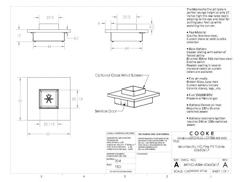 Montecito HD 60x60x17 Product Specifications