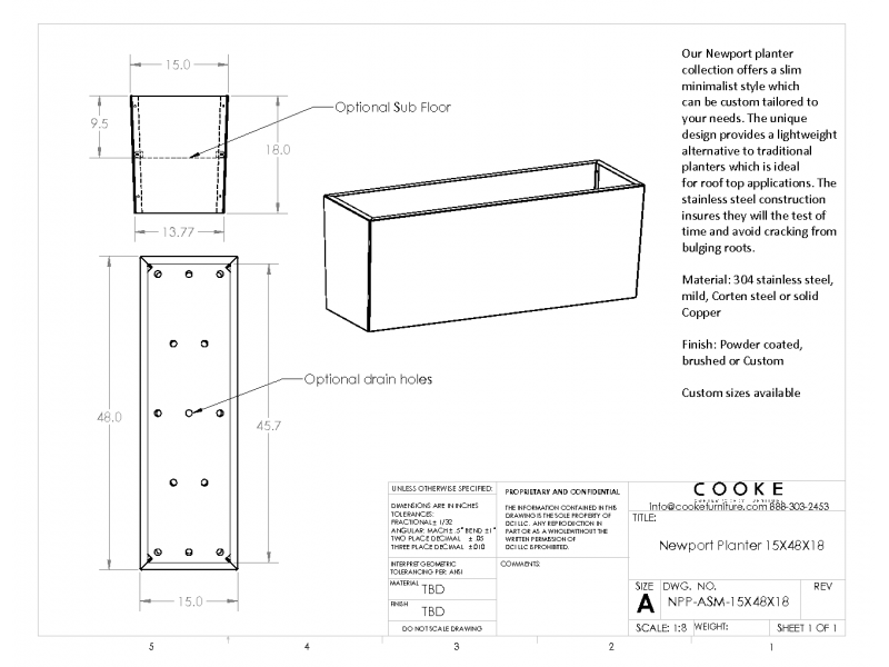 Newport Planter 15x48x18