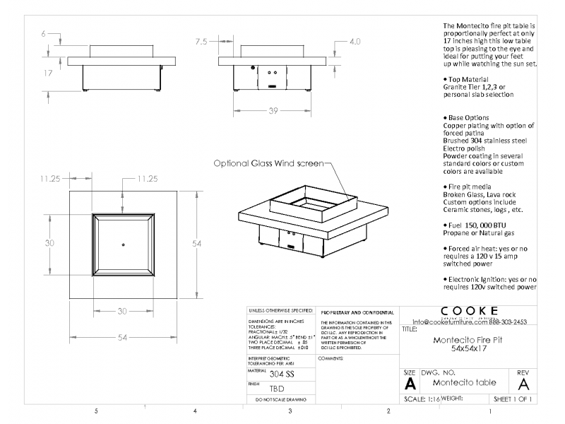 Montecito 54x54x17 Product Specifications