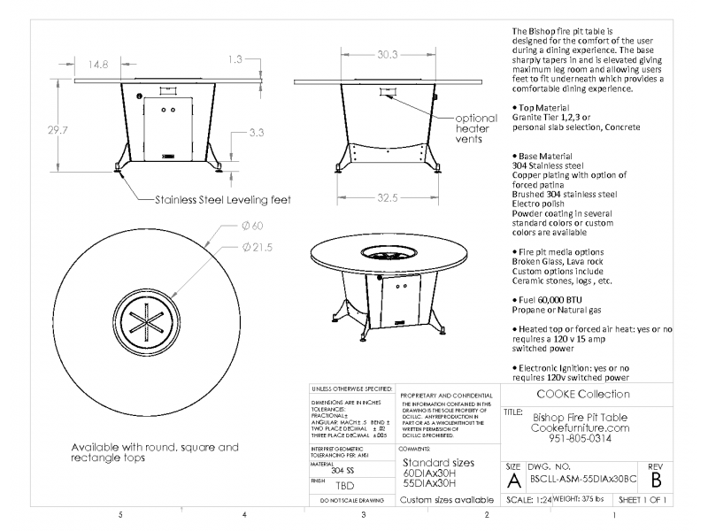 Bishop Round Fire Pit Table