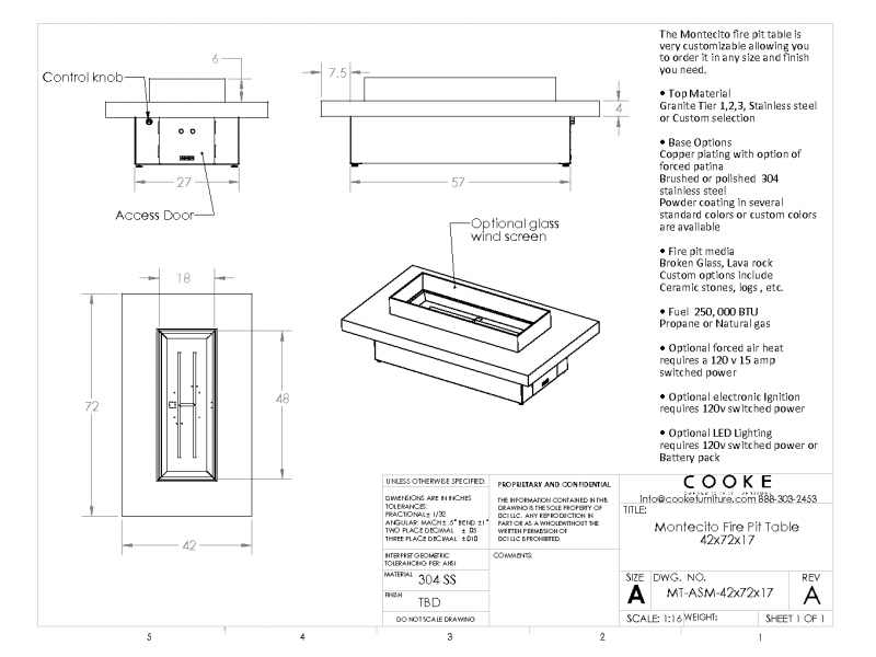 Montecito 42x72x17 Product Specifications