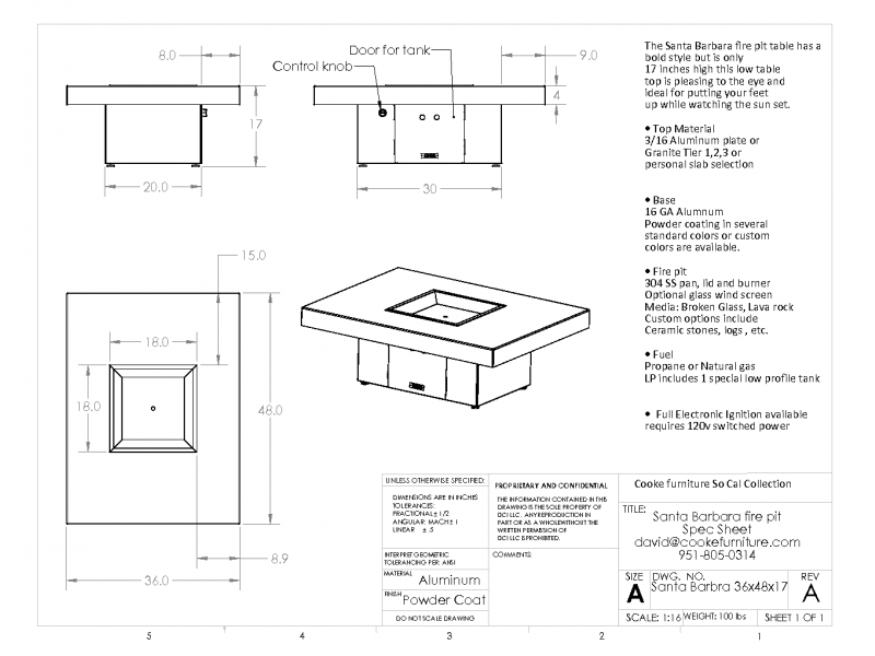Santa-Barbara 48x36x17 Product Specification