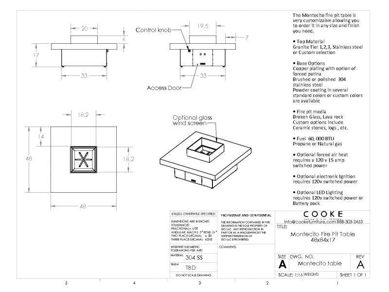 Montecito 48x48x17 Product Specifications