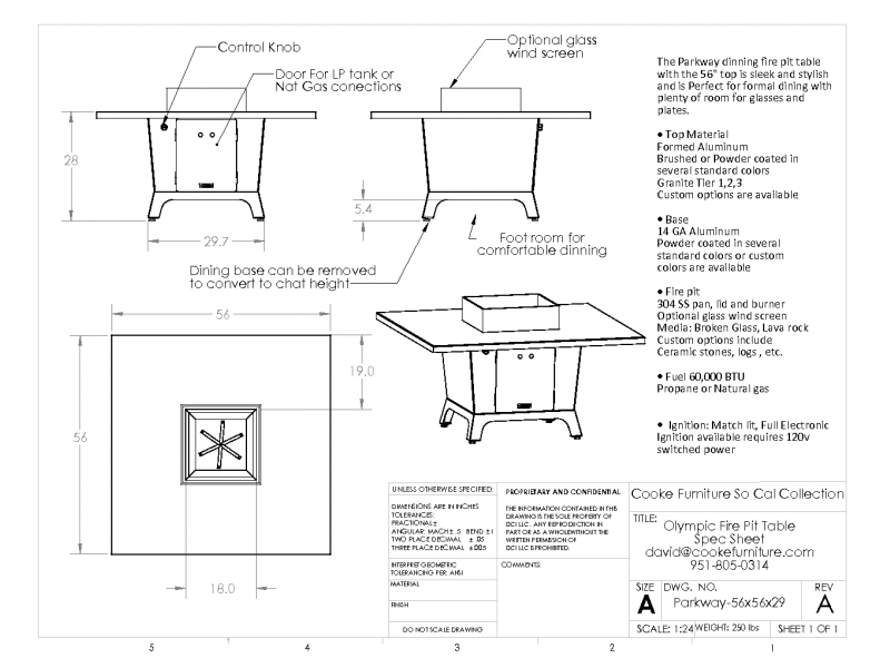 Parkway 56x56x30 Specification