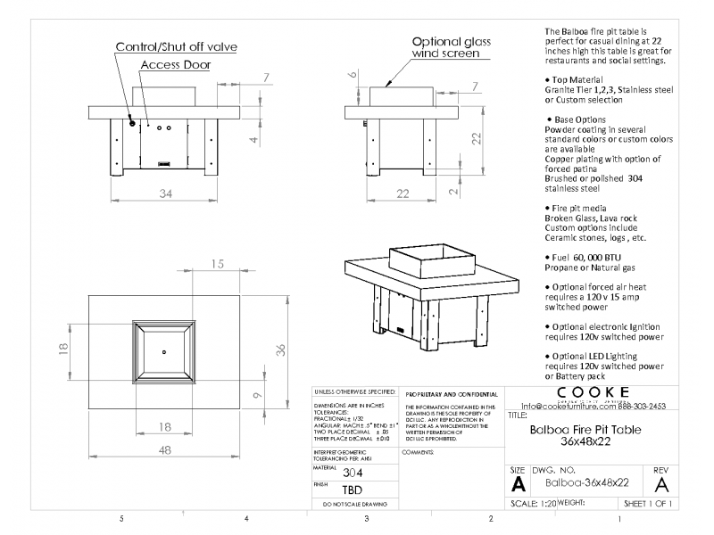 Balboa 36 x 48 Product Specifications