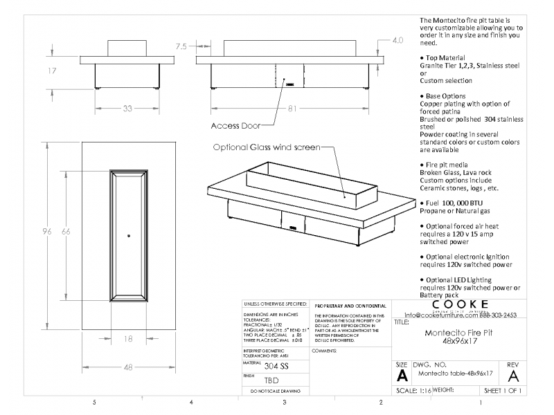 Montecito HD 48x96x17 Product Specifications