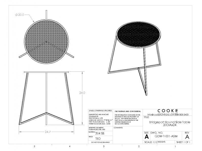 Bridgeport Round Side Table Specifications