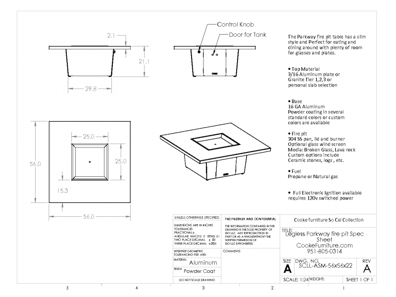 Parkway 56x56x21 Specification