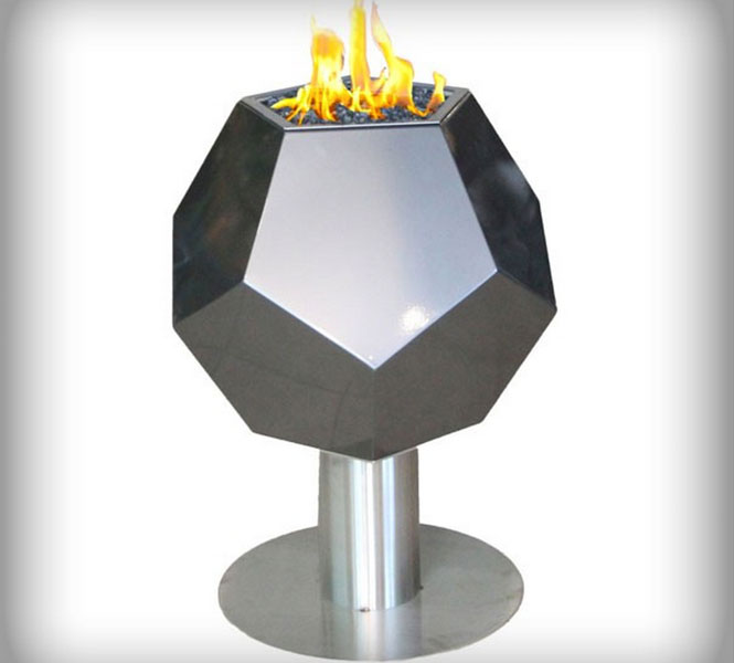 Custom steel and stone fire features.