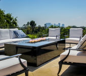 Custom Famosa granite fire pit table
