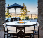 Round Mammoth dining height fire pit table