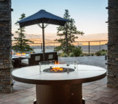 Round Mammoth dining height fire pit table