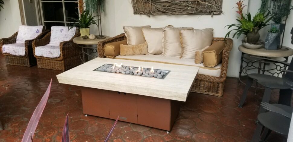 Montecito in Travertine and Powder Coated Stainless Steel base