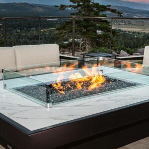 Large 1/2' thick clear glass wind screen for gas fire pit