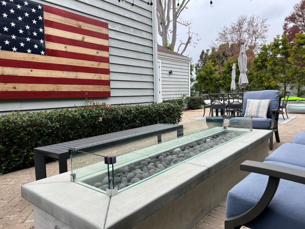 custom clamped glass wind screen for fire pit